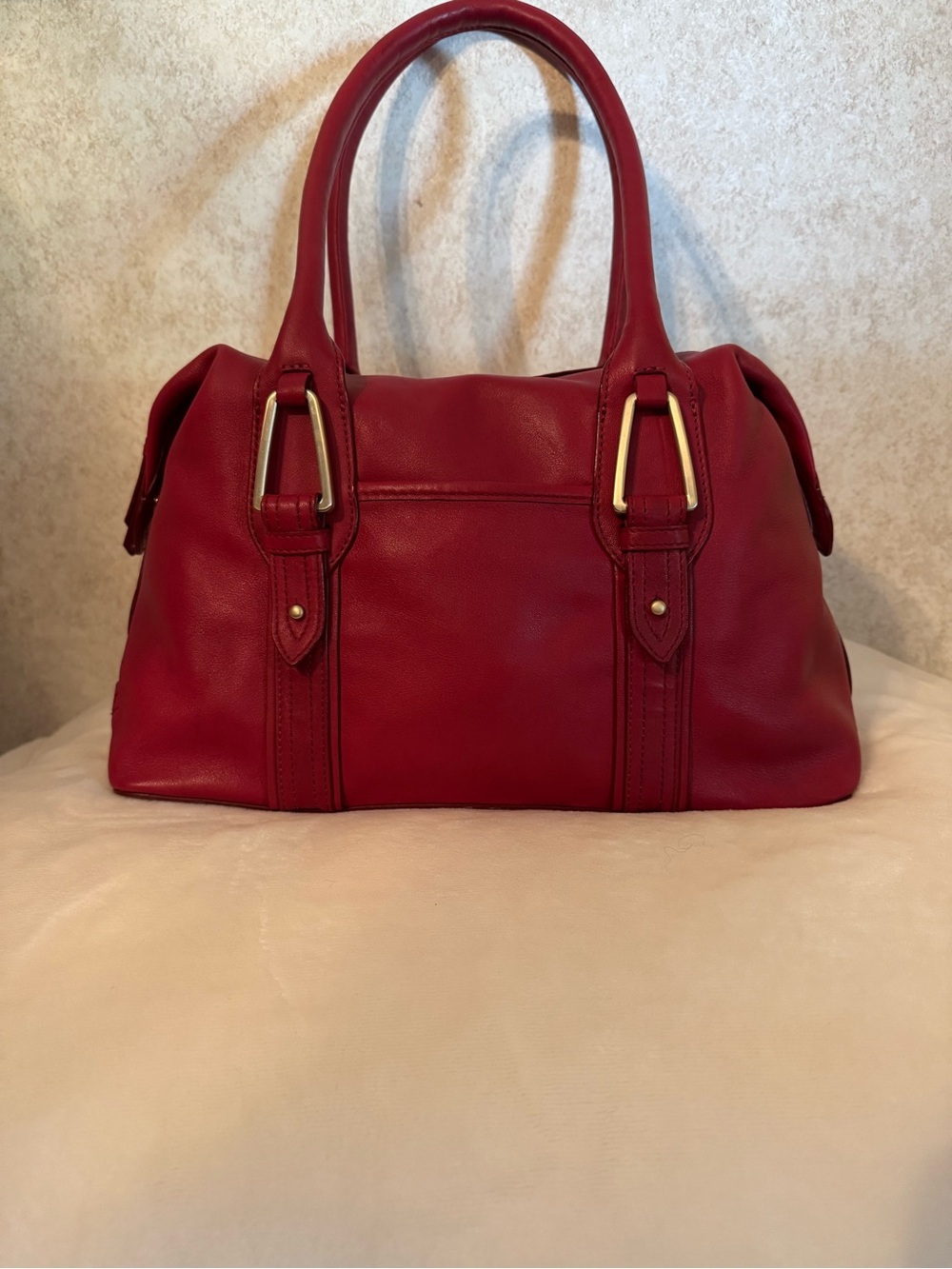 Cole Haan Deep Satchel/Doctor Red Leather Tote Handbag - Women Bags